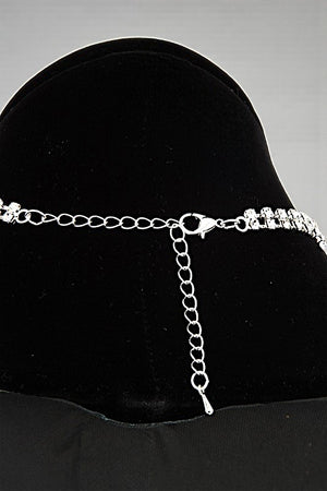 RHINESTONE PAVE FRINGE NET COLLAR STATEMENT NECKLACE