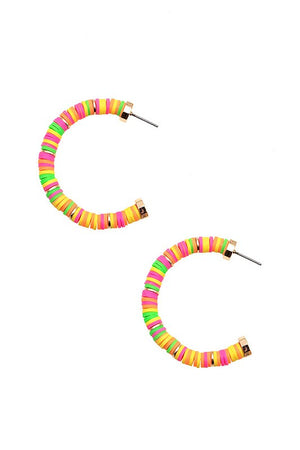 SEMI HOOP DISK BEAD EARRING