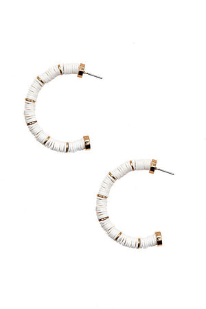 SEMI HOOP DISK BEAD EARRING