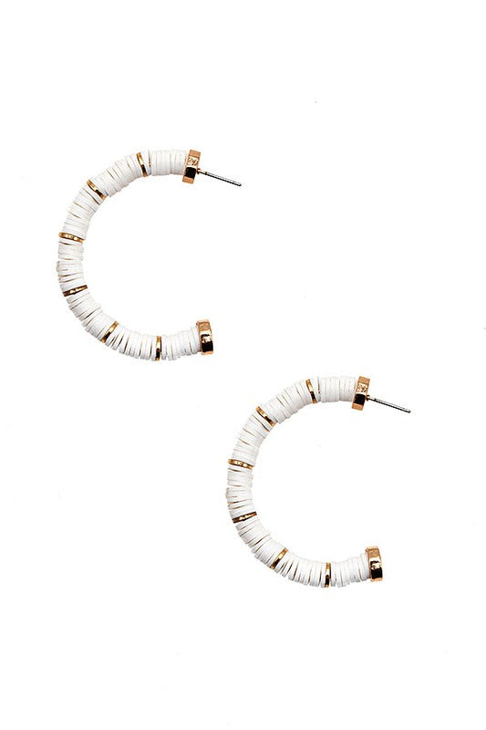 SEMI HOOP DISK BEAD EARRING