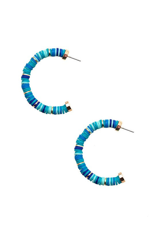 SEMI HOOP DISK BEAD EARRING