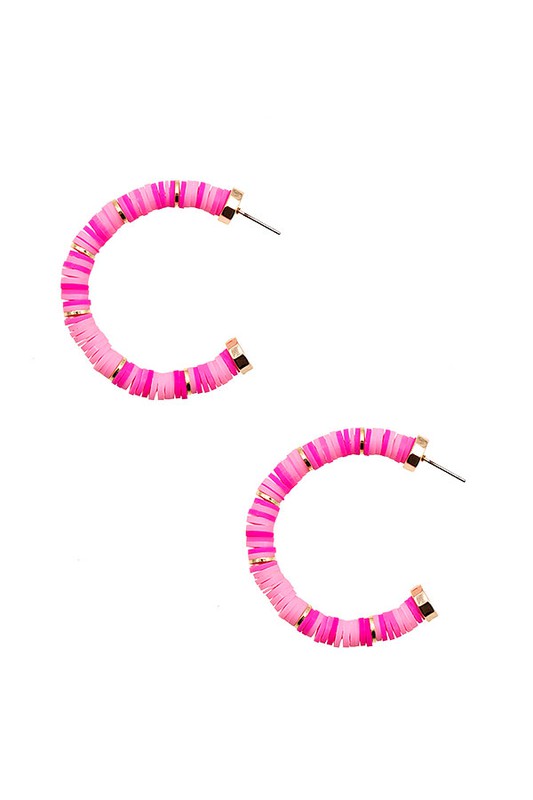 SEMI HOOP DISK BEAD EARRING