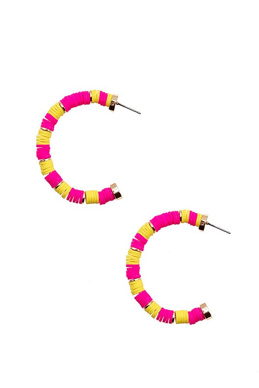 SEMI HOOP DISK BEAD EARRING