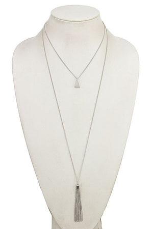 LONG CHAIN TASSEL LAYERED NECKLACE