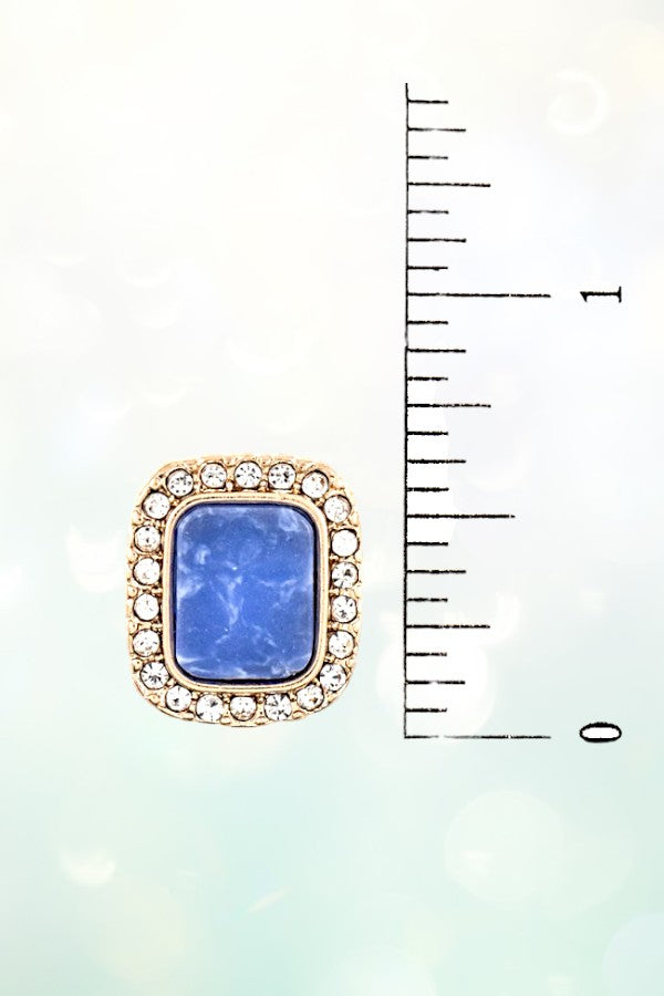 RHINESTONE FRAMED GEMSTONE STUD EARRING