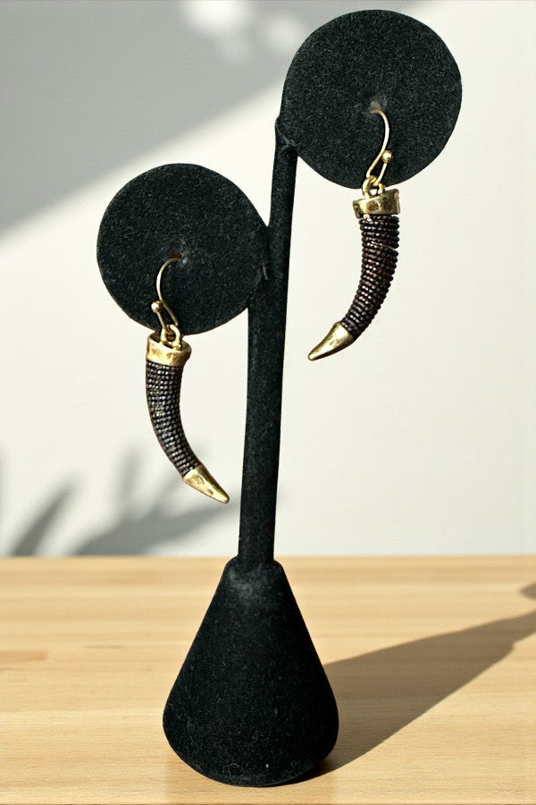 WRAPPED HORN DANGLE EARRING