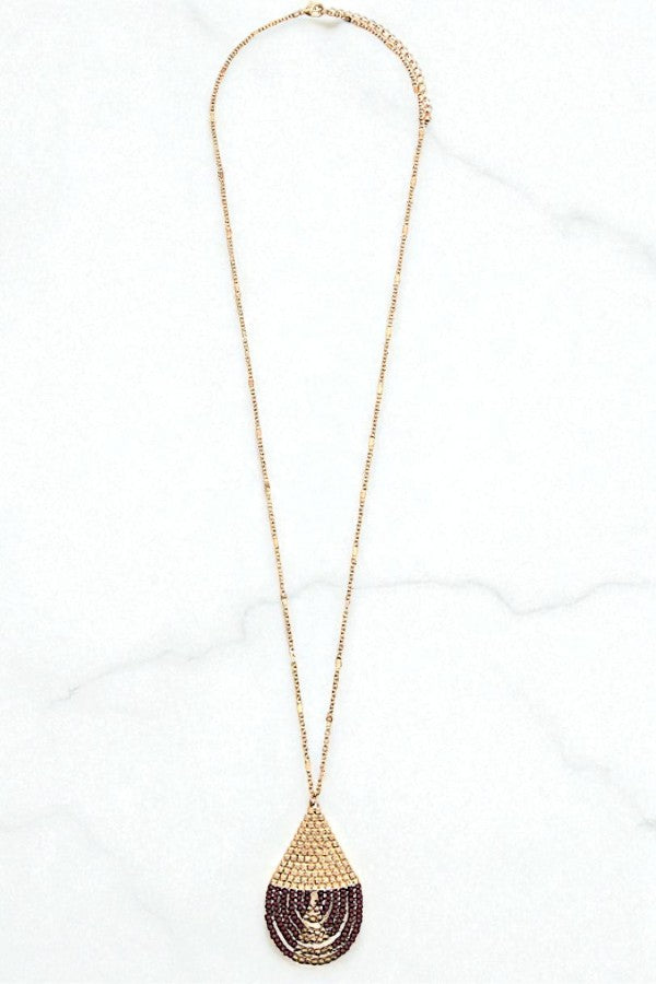 BEADED TEARDROP ELONGATED NECKLACE