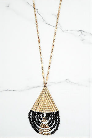 BEADED TEARDROP ELONGATED NECKLACE