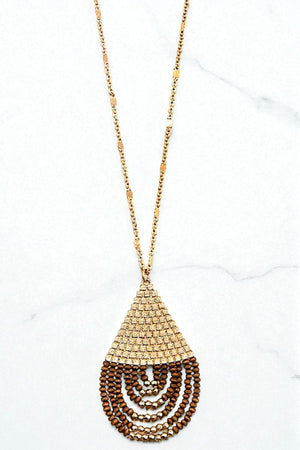 BEADED TEARDROP ELONGATED NECKLACE