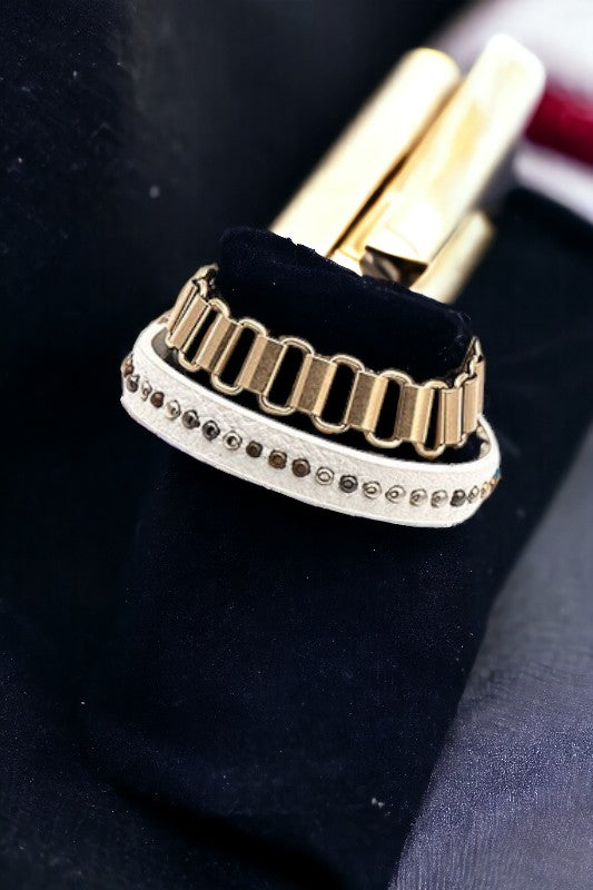 Studded Faux Leather Wrap Bracelet