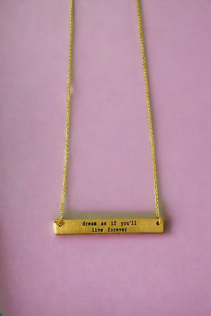 DREAM MESSAGE BAR PENDANT NECKLACE