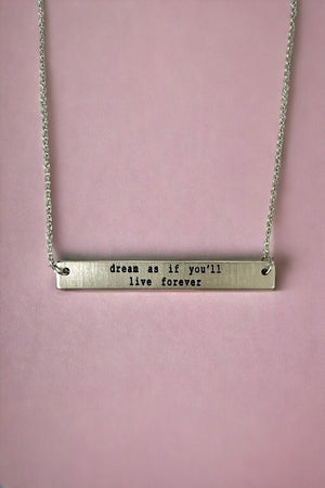 DREAM MESSAGE BAR PENDANT NECKLACE