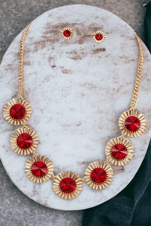 Round Framed Spike Necklace Set