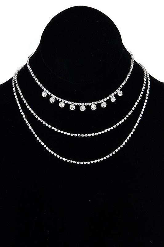 MULTI ROW DETACHABLE RHINESTONE NECKLACE