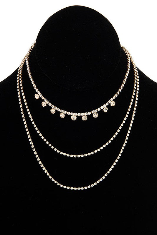 MULTI ROW DETACHABLE RHINESTONE NECKLACE