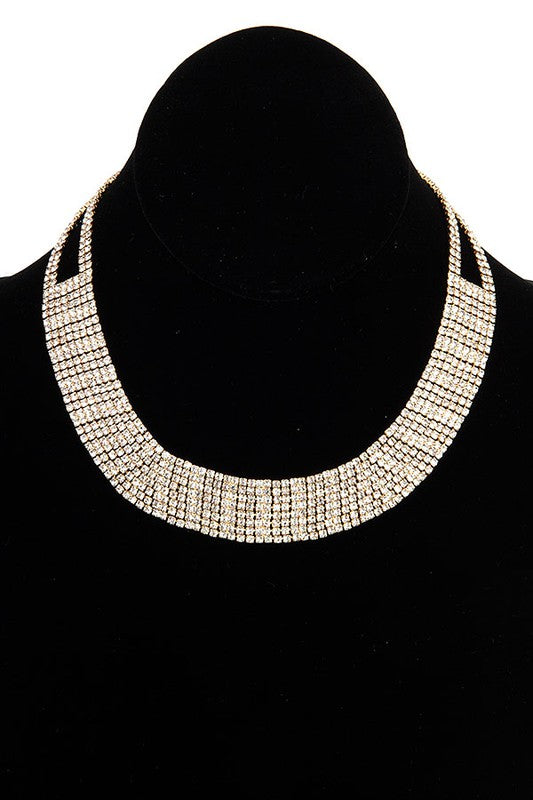 CRYSTAL RHINESTONE PAVE CHOKER NECKLACE