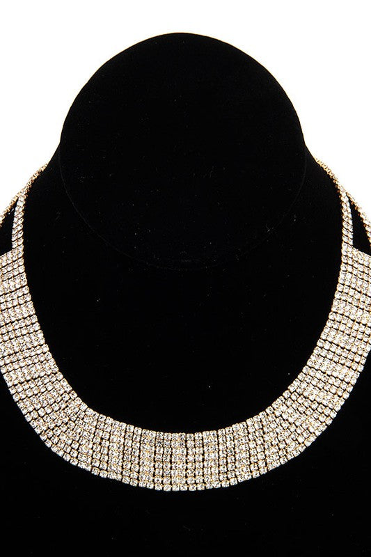 CRYSTAL RHINESTONE PAVE CHOKER NECKLACE