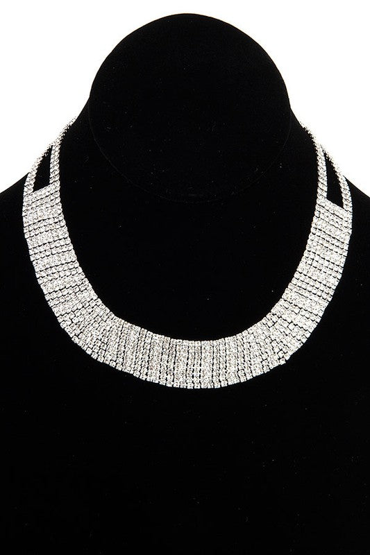 CRYSTAL RHINESTONE PAVE CHOKER NECKLACE