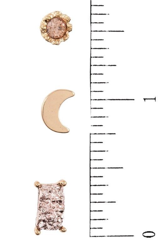 MIX MOON POST EARRING SET