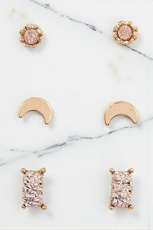MIX MOON POST EARRING SET