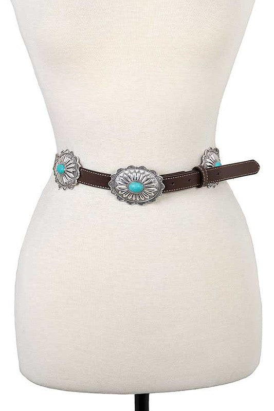 ANIMAL PRINT OVAL GEM ACCENT BELT