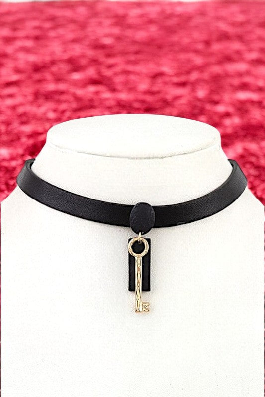 Bar Key Pendant Choker Necklace