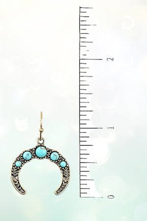 WESTERN SEMI PRECIOUS TQ GEM ACCENT ETCHED CURVE DANGLE EARRING