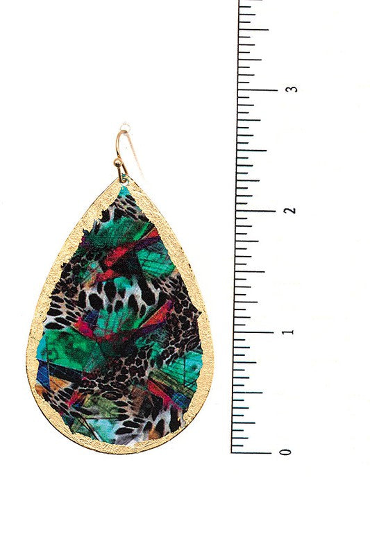 METAL TEARDROP PRINT EARRING