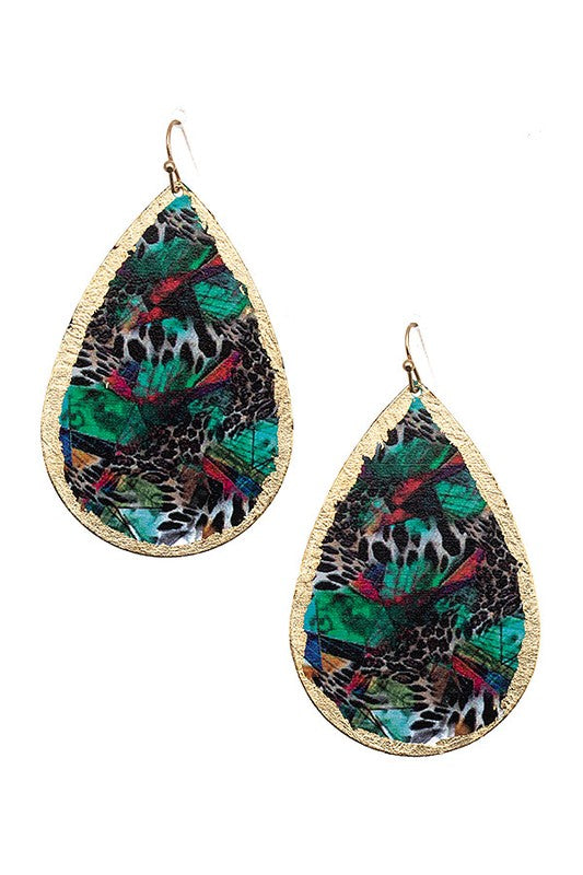 METAL TEARDROP PRINT EARRING