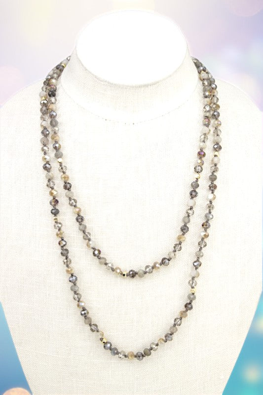 FACETED GLASS BEAD LONG NECKLACE SET