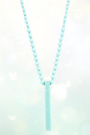 BAR PENDANT BEADED ELONGATED NECKLACE