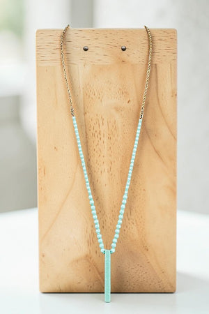 BAR PENDANT BEADED ELONGATED NECKLACE