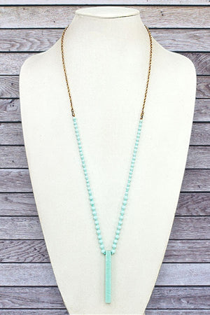 BAR PENDANT BEADED ELONGATED NECKLACE