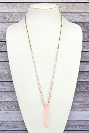BAR PENDANT BEADED ELONGATED NECKLACE
