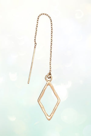 DIAMOND WIRE CUT OUT DROP CHAIN EARRING