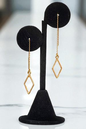 DIAMOND WIRE CUT OUT DROP CHAIN EARRING