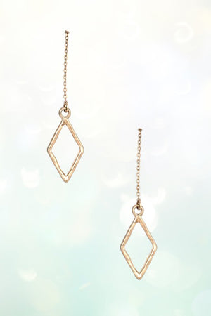 DIAMOND WIRE CUT OUT DROP CHAIN EARRING