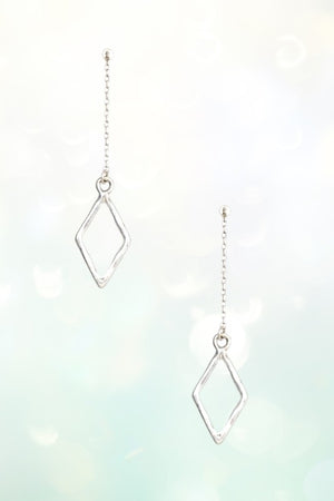 DIAMOND WIRE CUT OUT DROP CHAIN EARRING