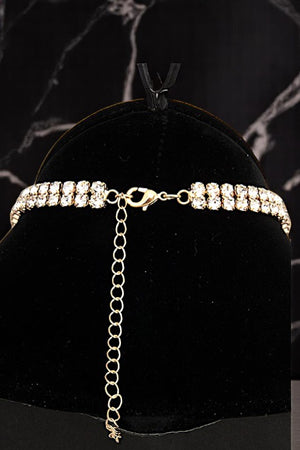 RHINESTONE PAVE BOW CHOKER NECKLACE