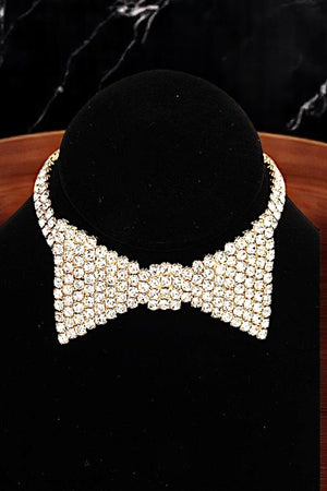 RHINESTONE PAVE BOW CHOKER NECKLACE
