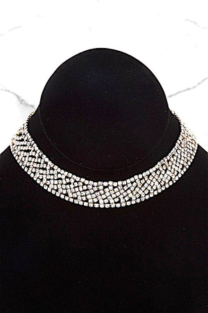 DAZZLING ARRAY OF RHINESTONE PAVE CHOKER NECKLACE