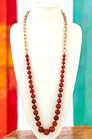 ELONGATED FACETED BEAD CHAIN NECKLACE