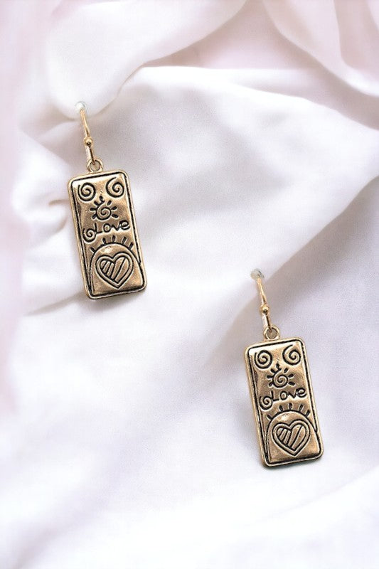 Love Etched Drop Earring