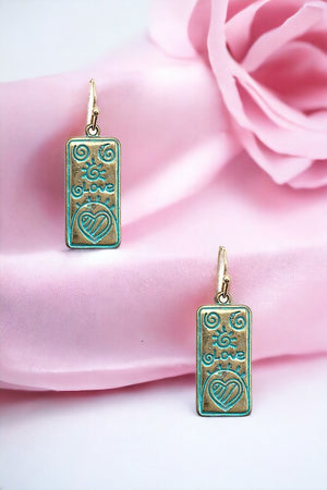 Love Etched Drop Earring