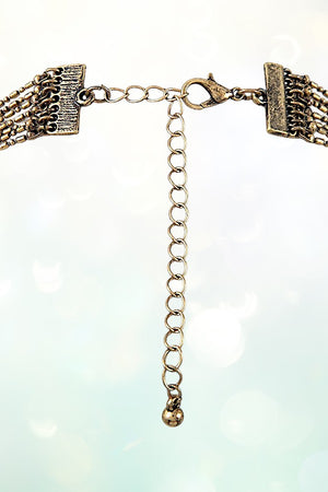 TQ GEM ETCHED DISK MULTI CHAIN LARIAT NECKLACE