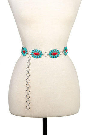 FLORAL GEM LINK CHAIN BELT