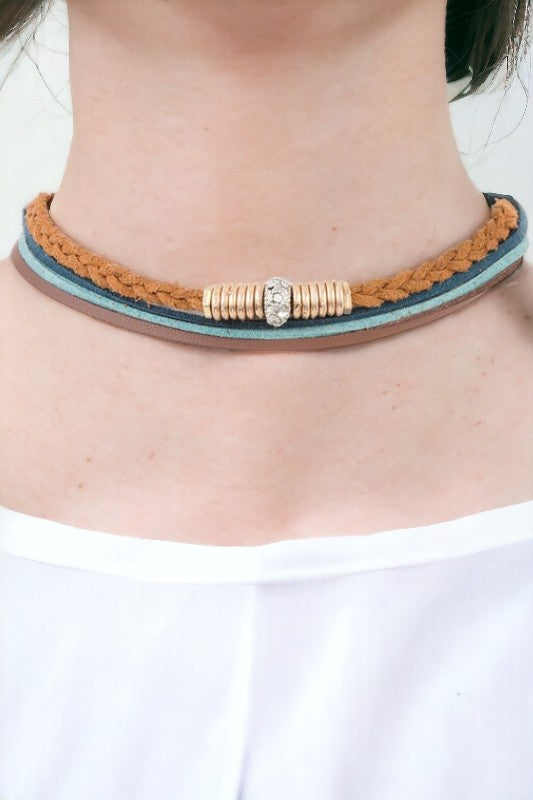 Multi Layered Bead Accent Choker Necklace