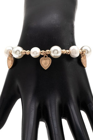 PEARL HEART CHARM BRACELET