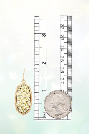 FAUX DRUZY OVAL STONE DANGLE EARRING