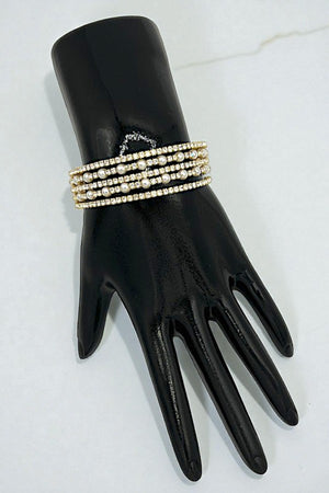 RHINESTONE PEARL PAVE FLEX CUFF BRACELET